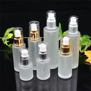 Frosted Glass Cosmetische fles Make-up lotion pomp container hervulbare parfum spuitflessen 20 ml 30ml 40ml 50ml 60ml 80ml 100ml