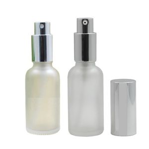 Bouteille d'emballage de récipient cosmétique en verre dépoli 5 ml 10 ml 15 ml 20 ml 30 ml 50 ML 100 ML bouchon en argent vide verre vaporisateur brumisateur atomiseur huile essentielle lotion flacons de pompe