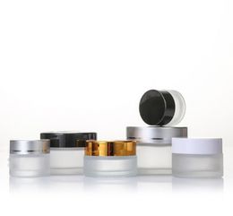 Botella de crema de vidrio esmerilado Jares cosméticos vacíos con tapa de plata de oro blanco 5G 10G 20G 30G 50G5800561