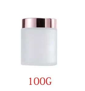 Froosted Glass Cream Jar Clear Cosmetic Bottle Lotion Lip Balmcontainer met Rose Gold Lid Packing Flessen Factory Outlet 5G 10G 30G 50G 100G