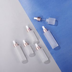 Flacon compte-gouttes en verre givré, récipient Pipette pour huile essentielle Eliquid, 20ml, 30ml, 40ml, 50ml, 80ml