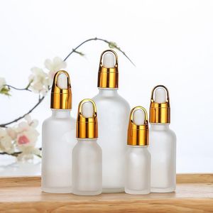 Bouteille compte-gouttes en verre givré, bouteilles vides d'huile essentielle, 5ml, 10ml, 15ml, 20ml, 30ml, 50ml, 100ml, bouteille en verre Ghski