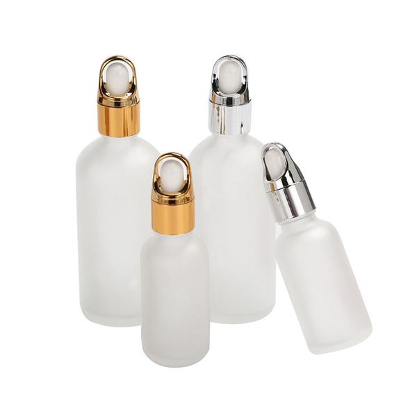 Botella cuentagotas de vidrio esmerilado para aceites esenciales 5 ml 10 ml 15 ml 20 ml 30 ml 50 ml 100 ml Soporte de líquido de vidrio vacío Envase cosmético de perfume
