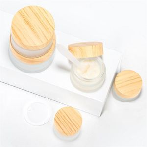 Pot en verre givré soins de la peau bouteille de crème pour les yeux contenant cosmétique rechargeable maquillage bouteilles transparentes marron ambre pot avec doublures intérieures et I Blda