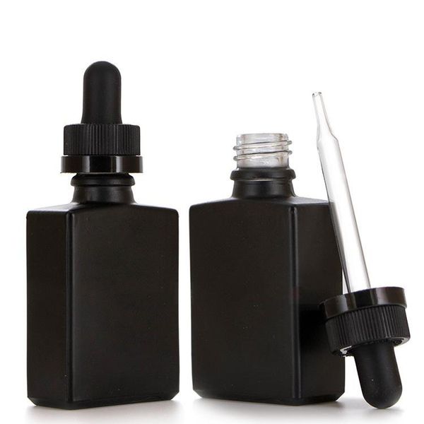 Flacons compte-gouttes en verre givré pour réactif liquide, flacon compte-gouttes carré pour huile essentielle, parfum, huile de fumée, e-liquide