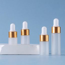 Emballage d'échantillon en verre dépoli Flacons compte-gouttes 1 ml 2 ml 4 ml 5 ml avec bouchon en or rose