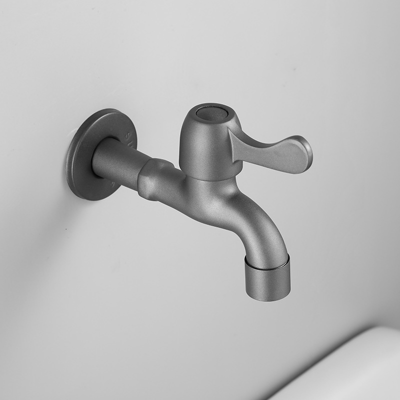 Robinet de buanderie gris givré Vintage noir gris 304 acier inoxydable monotrou robinet d'eau salle de bain robinets utilitaires muraux