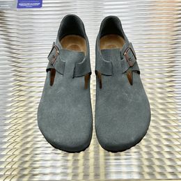 Cuero esmerilado punta redonda Baotou zapatos retro pareja diseñador de lujo zapatos de hombre zapatos de mujer tendencia moda playa zapatillas sandalias Tamaños 35-44 + caja