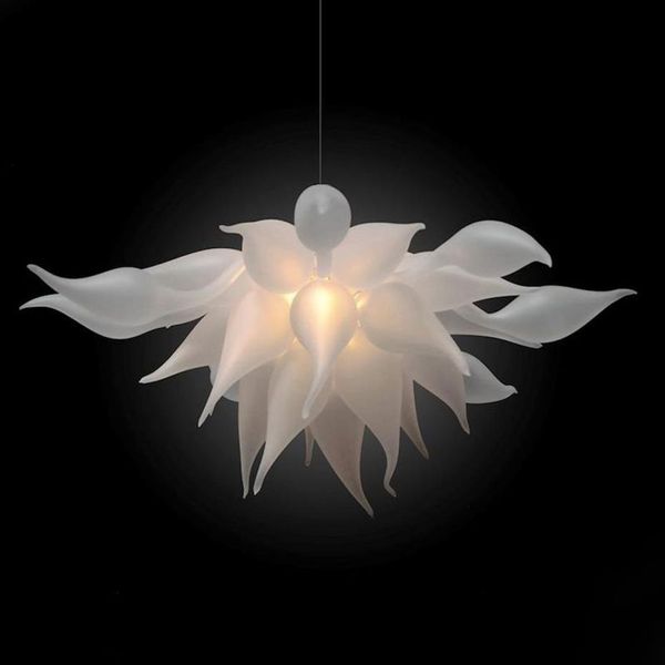 Lampes suspendues givrées Lustre en verre soufflé blanc Lumières Plafonnier moderne italien Ampoules LED Lustres Lampes suspendues pour Li276e