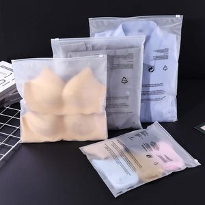 Sacs d'emballage de vêtements en plastique givré CPE, impression d'avertissement, stockage de vêtements réutilisables EVA, pochettes à fermeture éclair ouvertes pour vêtements, sous-vêtements, chaussettes, envoi domestique