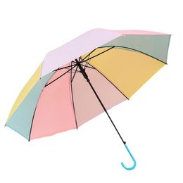 Parapluie arc-en-ciel givré pour enfants filles, haute apparence, parapluie automatique à longue poignée pour étudiants, édition mignonne