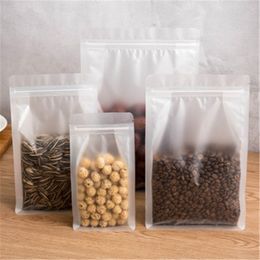 Frosted Stand Up Matte Bag Plastic Rits Pouch Herbruikbare Luchtdichte Voedsel Opslag Verpakking Zakken Geur Proof Platte Bodem Pouches voor Koffie Thee Snack