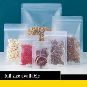 Givré Transparent Zip Lock Emballage Alimentaire Sec Sacs En Plastique Fond Plat Fleur Transulcent Pochettes D'emballage Refermable Différentes Tailles