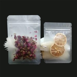 Sac à fermeture éclair Transparent givré, pochette d'emballage de fleurs sèches à fond plat, sacs d'emballage de stockage anti-odeur pour collation thé