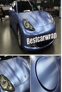 Frosty Blue Satin Metallic Vinyl Wrap voor auto -wrap met luchtbubbel Air Releae Truck Covering Coating Maat 152x20mroll 498200094