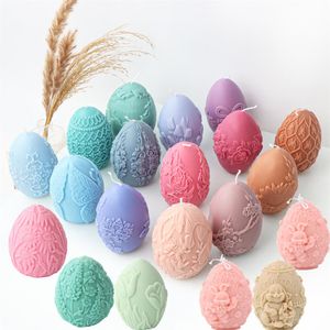 Frothers Easter Bunny Ei -kaarsen schimmel Emed Eggs Konijn Diy Soap Wax Mallen Syer Tulp Rose Flower Egg Epoxy Resin Festva Gift