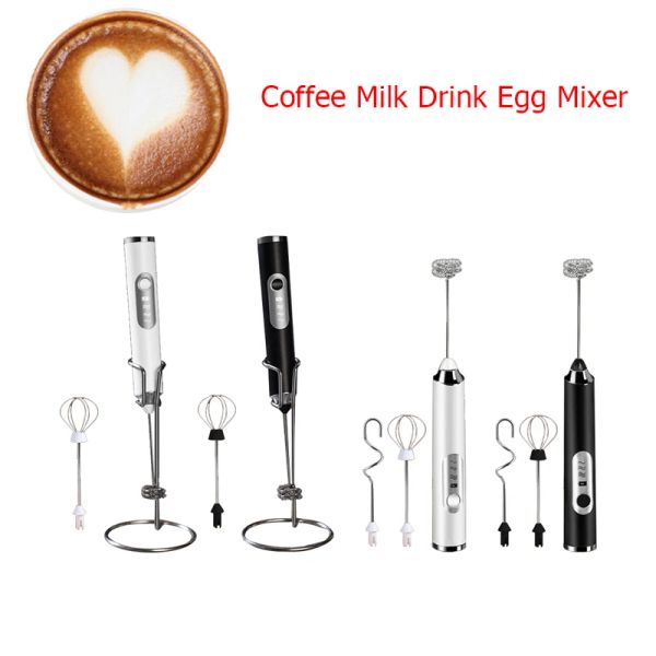 Frères mini-lait électrique Blender Blender Café Milk Brink Brink Boîte Oeuf Batter Handheld Egg Beatter Cappuccin Frother Bouxer 3Speed Kitchen Gadget