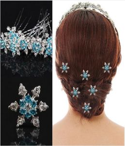 Accesorios para el cabello de novia Frozen, pasadores en U chapados en plata, azul, blanco, accesorios para el cabello de fiesta, piezas para la cabeza de boda 7131245