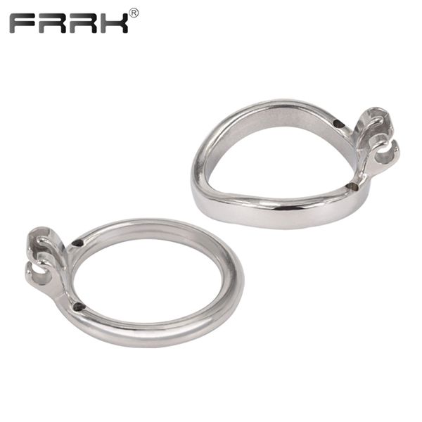 FRRK Base Cock Ring pour Cage de chasteté en métal intégrée Serrure de pénis en acier inoxydable 40mm 45mm 50mm 55mm BDSM Sex Toys 220315