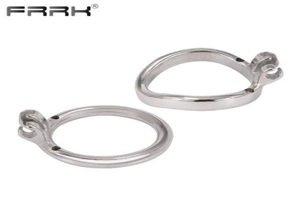 FRRK – anneau pénien de Base pour Cage métallique intégrée, serrure à pénis en acier inoxydable, 40mm 45mm 50mm 55mm, jouets sexuels BDSM 2205041292325