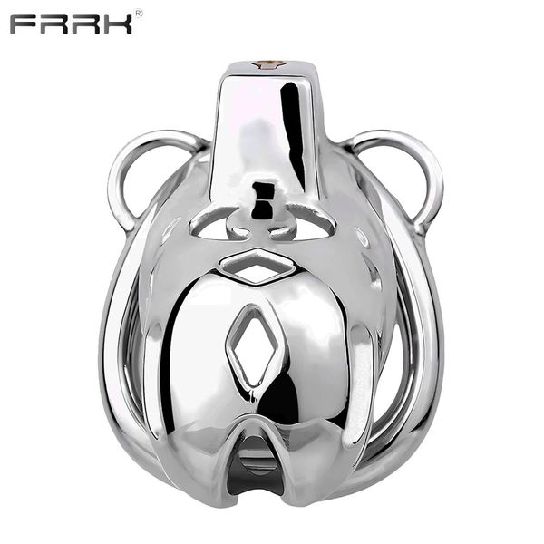 FRRK Cobra Curve Cock Cage Lock para dispositivo de castidad masculino de acero inoxidable con anillos para pene BDSM Sex Shop Juguetes para adultos Suministros 240102