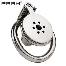 FRRK Plat Pancake Chastity Cage Urétral Métal Anneaux de Pénis En Acier Inoxydable BDSM Sex Toys Produits Intimes pour Adultes 18 240312