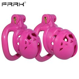 FRRK Locked Life Cage de chasteté en plastique rose avec 4 tailles d'anneaux de pénis, produits sexuels pour adultes, jouets BDSM, boutique sexuelle, petit standard 240117