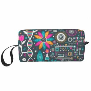 FRS y tallos Bolsa de maquillaje Mujeres Viajes Organizador cosmético Fi Química Biología Ciencia Profesor Almacenamiento Bolsas de aseo D7xv #