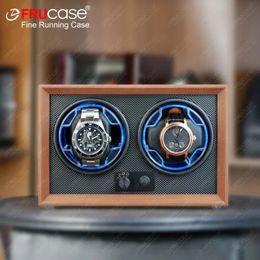 Enrouleur à double montre FRUCASE pour les montres automatiques 2 Rolex Boîte à disques de bijoux Rangeur de stockage Grain en bois avec léger 240416
