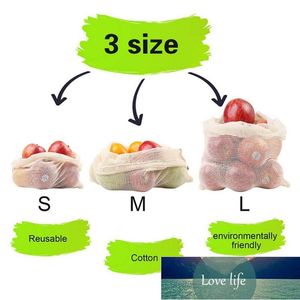 Sac de fruits et légumes Sacs de produits réutilisables - Filet de coton 100% biologique - Rangement de cuisine écologique et biodégradable