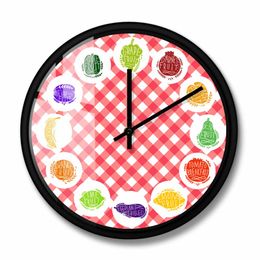 Fruits et légumes pour manger des légumes Veggies mural végétarien Kitchen Art Decor Silent Swept Clock Watch Vegans Goodie Cadeau