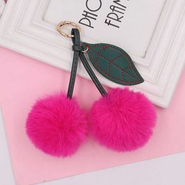 Fruit Cherry Plush Key Chain Dames Wollen Ball Tas Key Chain Book Tas Hanger Auto Key Pendant