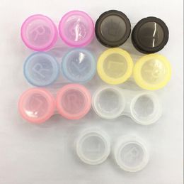 fruitkleuren Laagste Prijs 500 stks/partij Contacten Lens Case mooie Kleurrijke Dual Box Dubbele Cases Len Inweken dozen