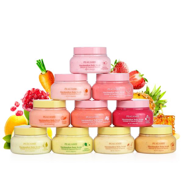 Fruits barbe à papa exfoliant gommage corporel nettoyage Massage Spa sels de bain lissant hydratant sucre de karité gommage corporel