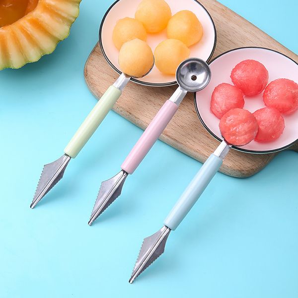 Fruit Digger Cuillère Double Face Couteau Creuser Melon Baller En Acier Inoxydable Couteau À Découper Crème Glacée Fruits Cuisine Outils MJ0594