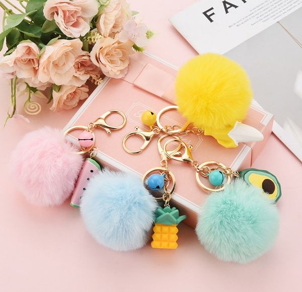 Porte-clés boule de poils de fruits, pendentif en peluche, cloches d'avocat, bagages, décoration de voiture, sac à main à la mode, bijoux, cadeau mignon pour femmes et filles