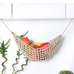 Hamac à fruits pour cuisine, panier sous-armoire suspendu en coton tissé à la main, macramé, décor Boho, rangement, camping-car à domicile, 240223