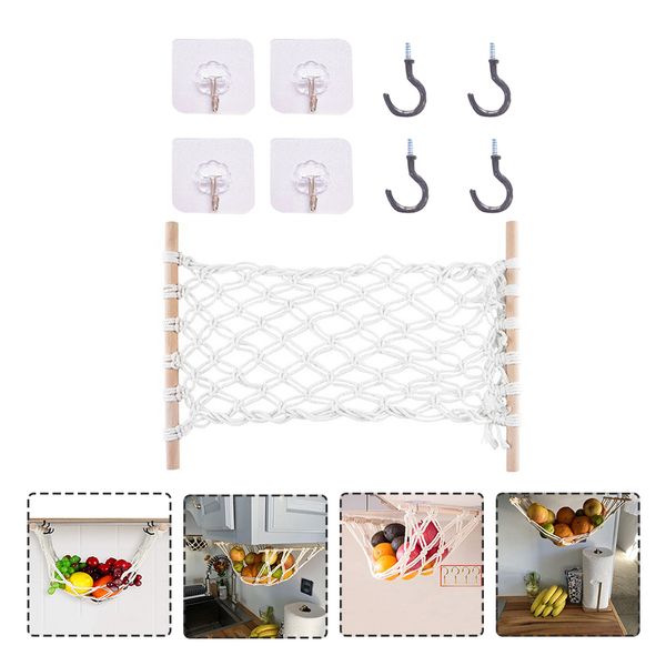 Fruit Macrame Panier Hamac Cabinet mural Vêtements Cuisine Cuisine Végétable Organisation de crochet Hangage suspendu Boat de légumes