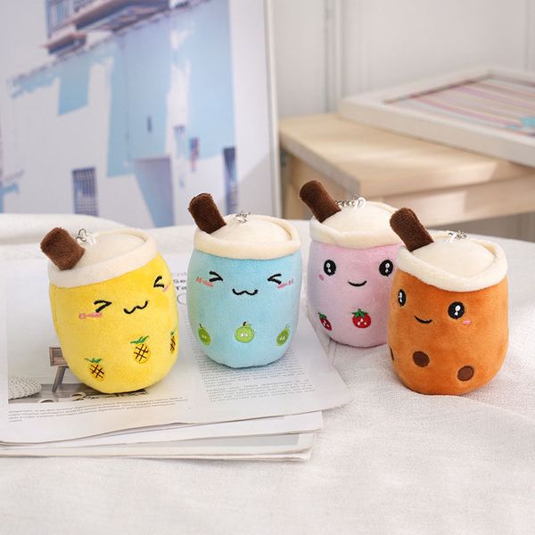 Llaveros de taza de té de leche de frutas, llavero Muñeco de peluche Juguete de peluche transfronterizo Ropa al por mayor Accesorios de llavero Tienda de té de leche Recuerdos