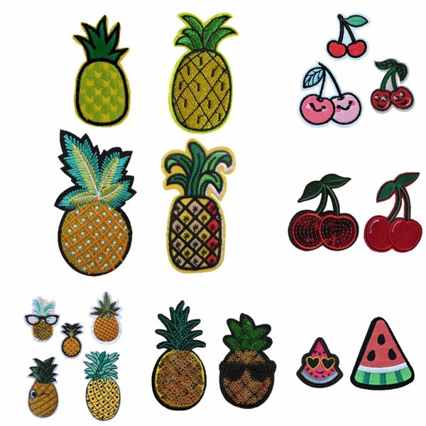 Modèles de fruits Broderie Patches adhésives à chaud à chaud Réparation de repasser un trou un trou de couture de vêtements décoratifs