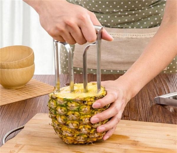 Cortador de frutas y piña, pelador, herramienta de cocina para frutas, pelador de piña, dispositivo de corte fácil de cortar, herramienta de cocina de acero inoxidable 210317166057