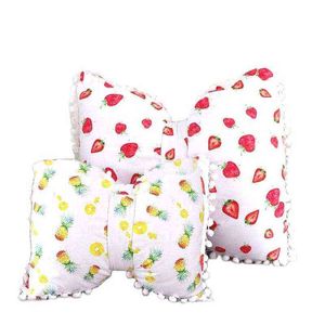 Fruit bedrukte katoenen boog kussen Girly slaapkamer decoratie slaapbed Strawberry ananaspatroon boog slapen J220704