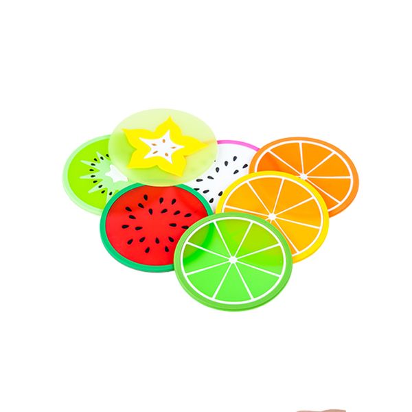 Forme de fruits Silicone Coupe Slip isolant Pad d'isolation Porte-tampon orange / Melon d'eau / Carambola / Dragon Fruit Grossiste