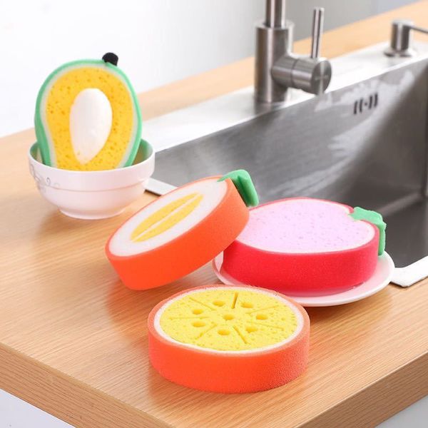 Forma de la fruta Portes de limpieza de esponjas Fuerte Dismento de lavado de tela de lavado Portes de limpieza Organizador de la cocina Herramientas de exploración T9I002623