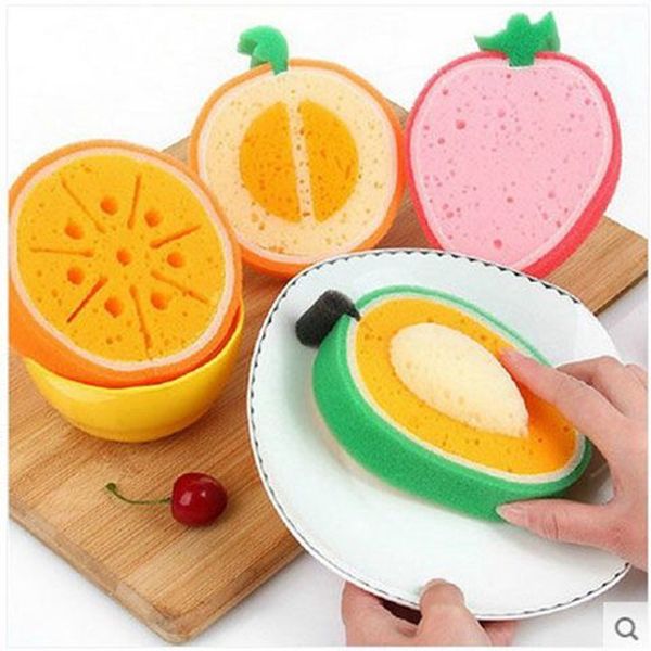 Forma de la fruta Portes de limpieza de esponjas Fuerte Dismento de lavado de tela de lavado Portes de limpieza Organizador de la cocina Herramientas de exploración T9I002623