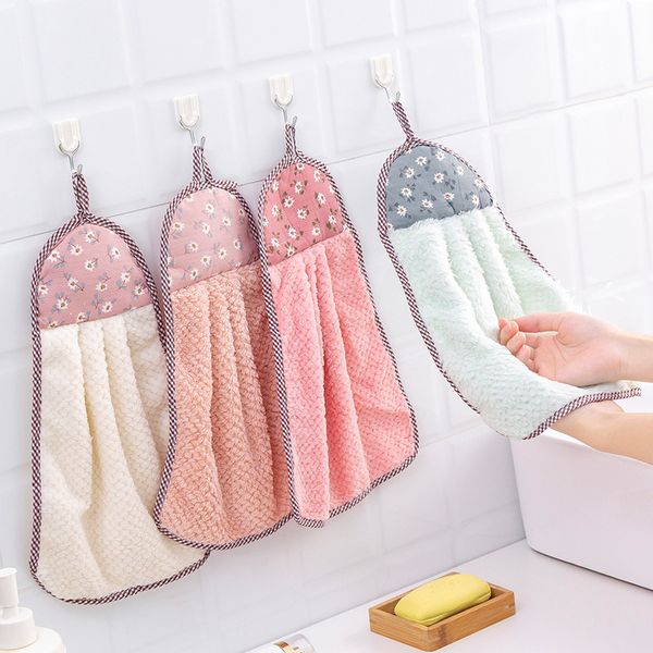 Toalla de mano colgante Toallas de limpieza Pañuelo de mano Paños de cocina absorbentes Paño sin pelusa Accesorios de cocina LYX176