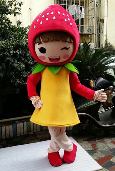 Costume de mascotte de fraises de fruits Halloween Christmas Fancy Party Cartoon personnage de personnage Suit