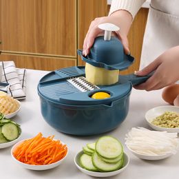 Herramientas de frutas y verduras 12 en 1 Cortador multifunción de cocina Utensilios de ensalada Chopper de verduras Zanahoria Patata Trituradora manual Cocina Herramientas de cocina 230511