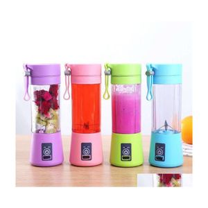 Herramientas de frutas y verduras Exprimidor eléctrico Taza Mini portátil Usb Recargable Licuadora de jugo y mezclador 2 hojas de plástico que hace tazas Dhbth