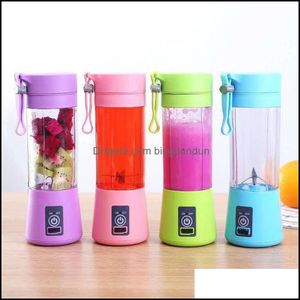 Herramientas de frutas y verduras 1300Ma Taza de exprimidor eléctrico Mini USB portátil Recargable Licuadora de jugo y mezclador 2 hojas de plástico para hacer tazas DHHKS